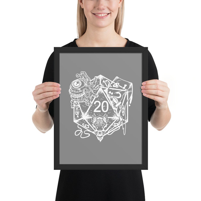 DND Framed Wall Art Dice Art DND Gift for Dnd D20 Gift Etsy