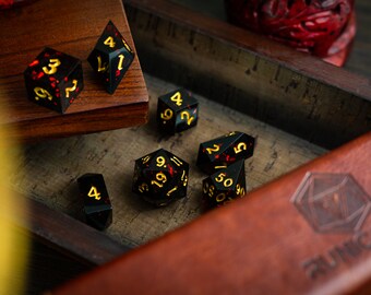 Night Blood Handmade Resin Dice Set RPG Game DND MTG Tabletop