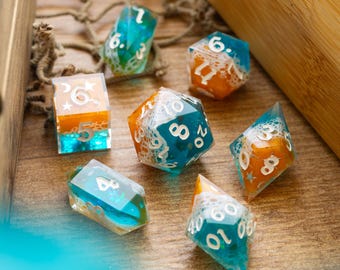 Ocean Sunset Handmade Resin DND Dice Set