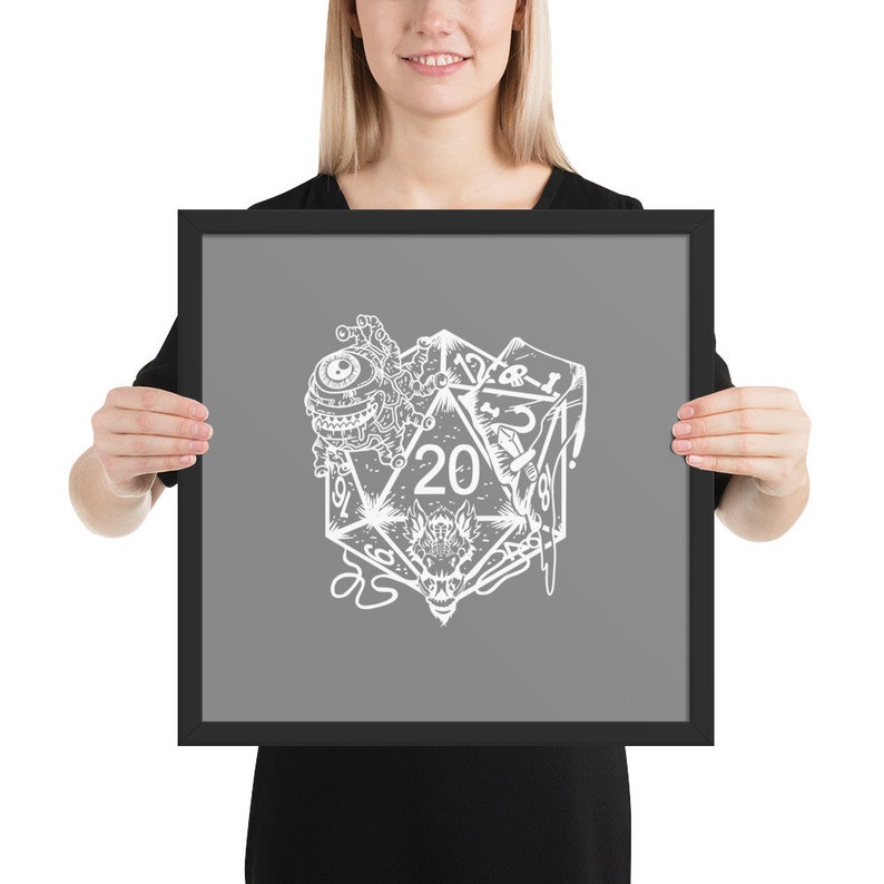 DND Framed Wall Art Dice Art DND Gift for Dnd D20 Gift Etsy