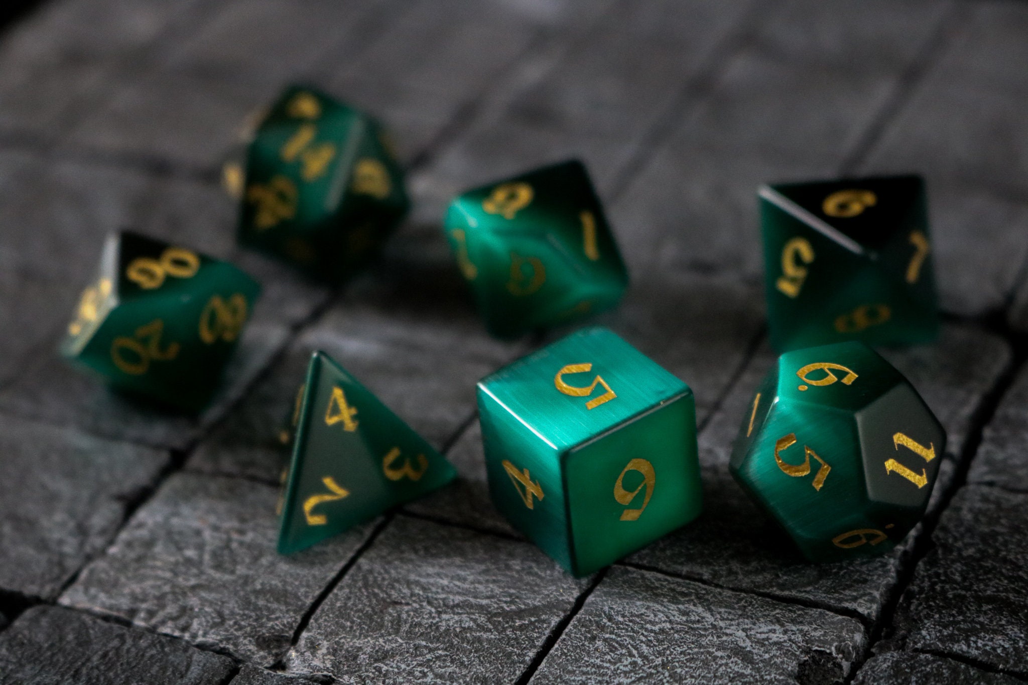 Hand Carved Gemstone Dark Green Cats Eye Stone and Box Etsy