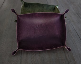 Hand Made Italian Purple Pueblo Leather DND Dice Tray