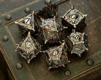 Everwatch Bloodstained Silver Metal DND Dice Set