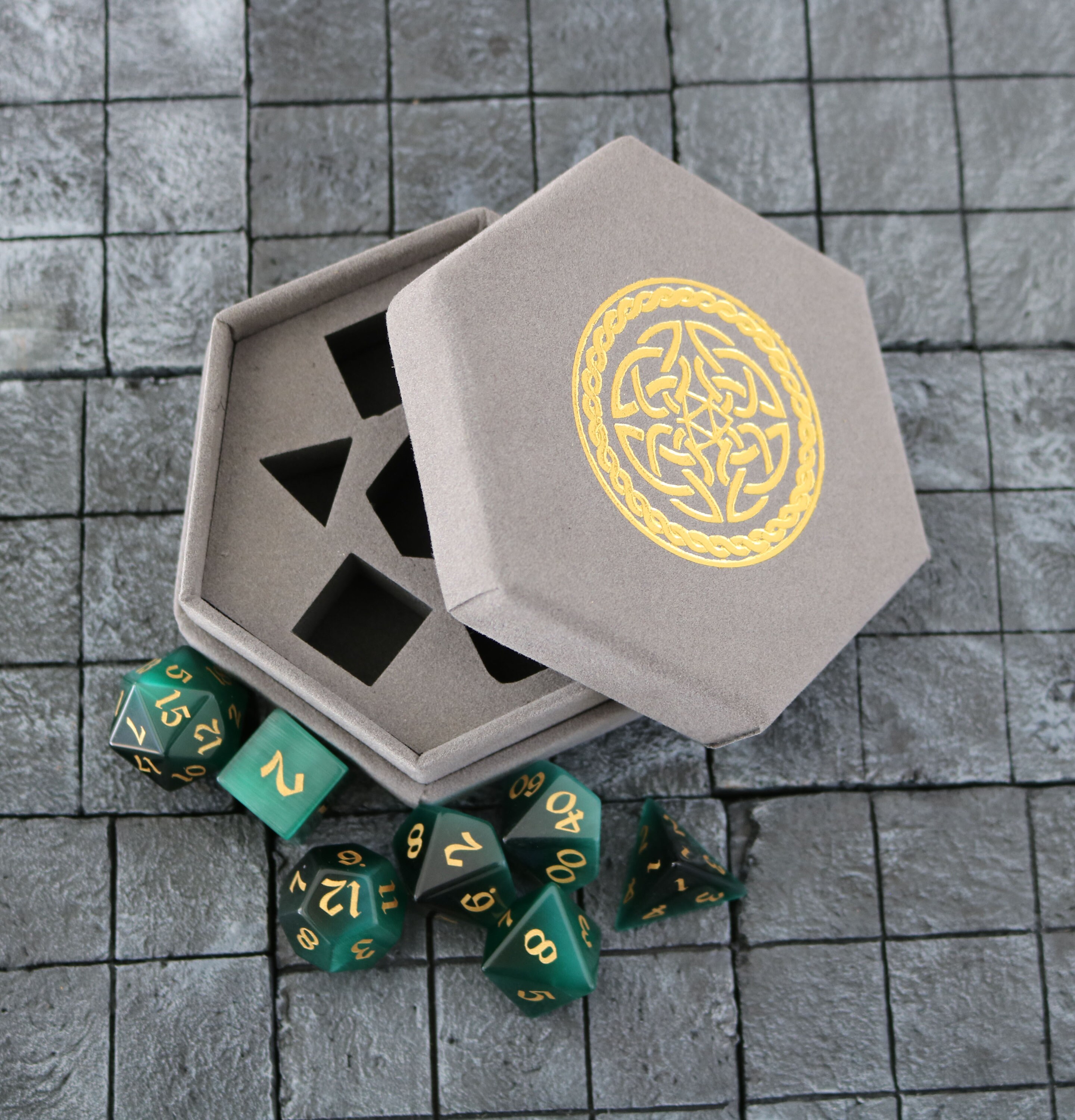 Hand Carved Gemstone Dark Green Cats Eye Stone and Box Etsy