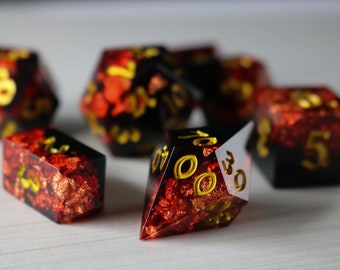 Dark Red Blood Handmade Resin Dice Set RPG Game DND MTG Tabletop Gaming