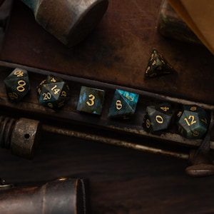 Handmade Malachite Gemstone Dice Set Collection Jade Dices For Dungeons & Dragons Back To School Teacher Gift Ideas