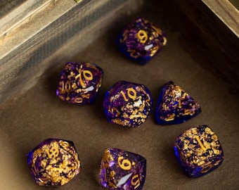 Dwarf Cut Arcane Nebula Handmade Resin DND Dice Set