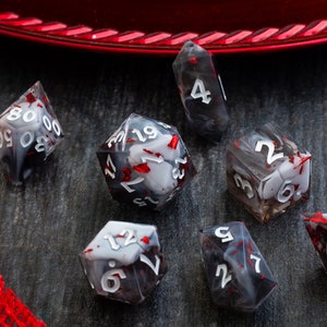 Zestaw kości z żywicy w kolorze dymu i krwi, ręcznie robiony, do gry RPG DND MTG, do gier stołowych