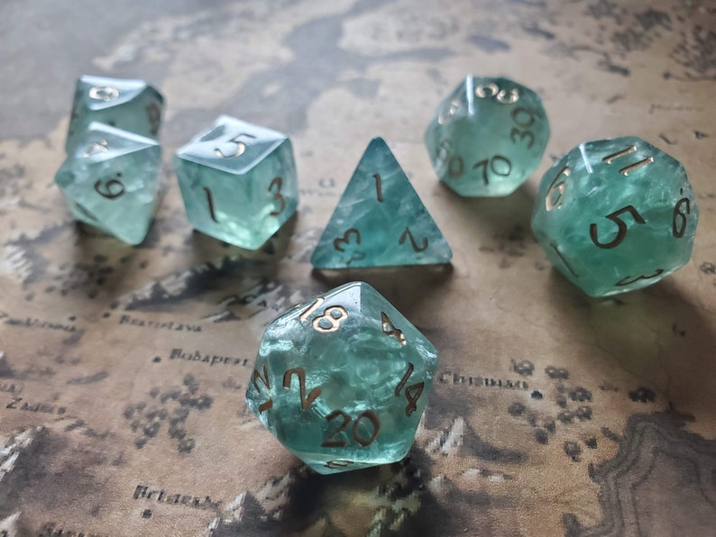 Green Fluorite Gemstone Dice Chlorophane  Hand Carved image 5