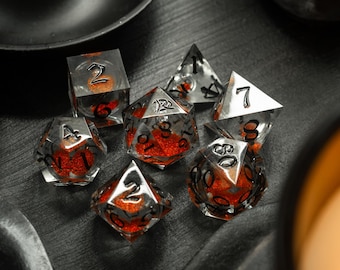 Orange Liquid Core Resin DND Dice Set
