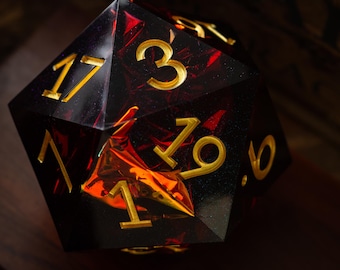 Massive Red Ember 95MM Chonk Handmade Resin Dice And Box