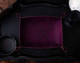 Hand Made Italian Purple Pueblo Leather DND Dice Tray