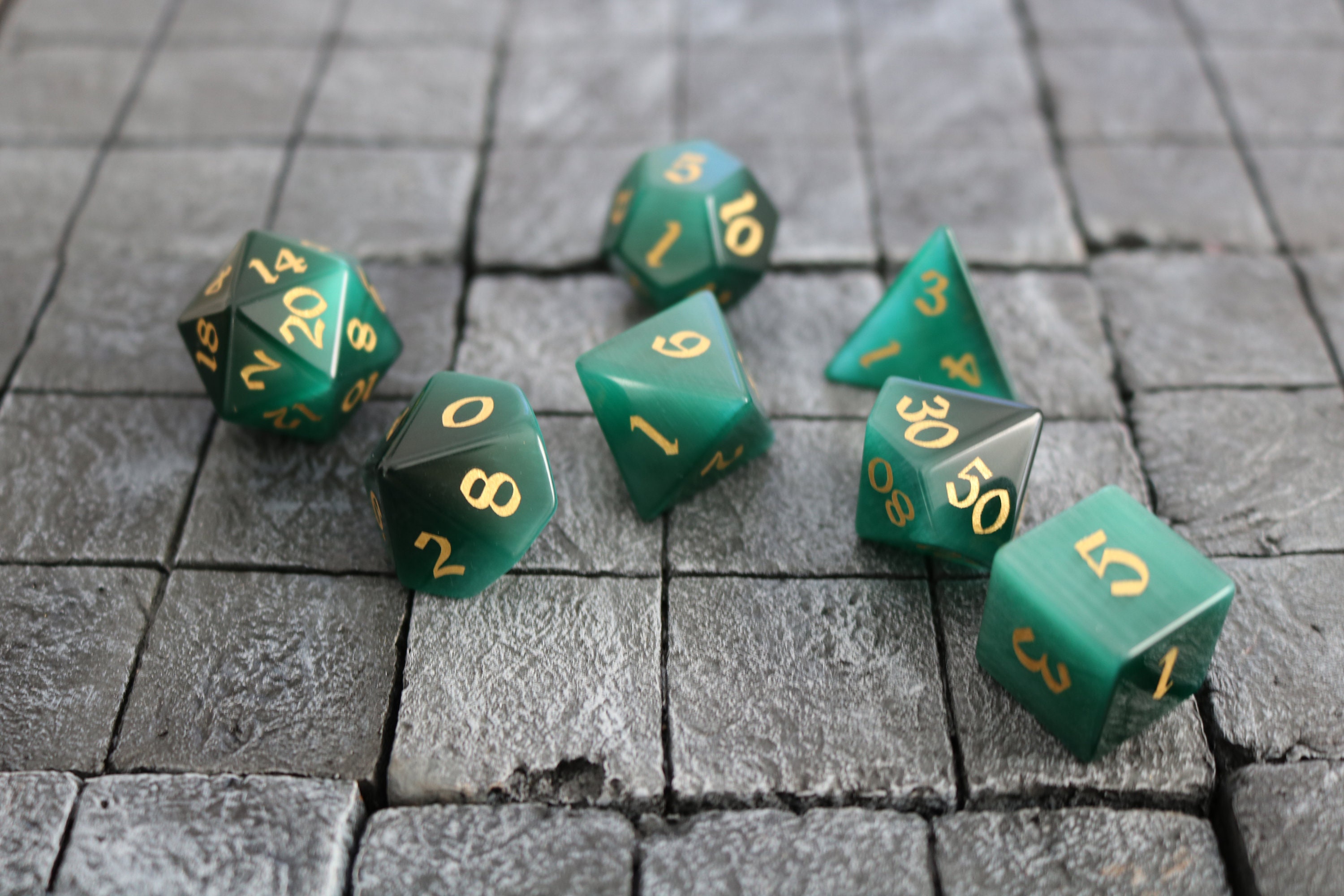 Hand Carved Gemstone Dark Green Cats Eye Stone and Box Etsy