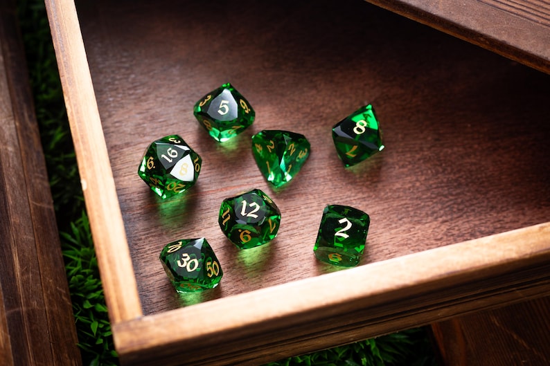 Dwarf Cut Green Gemstone Glass Premium DND Dice Set - Etsy Canada