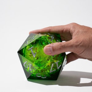 Massive Green Liquid Core 95MM Chonk Handmade Resin Dice And Box