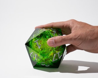 Massive Green Liquid Core 95MM Chonk Handmade Resin Dice And Box