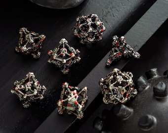 Skullforge Silver Hollow Metal DND Dice Set