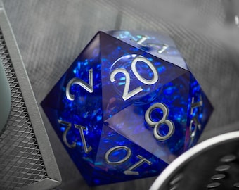 Massive Blue Liquid Core 95MM Chonk Handmade Resin D20 Dice with Box