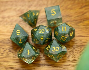 Forest Moss Green Glass DND Dice Set