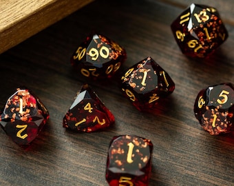 Dwarf Cut Dragonfire Handmade Resin DND Dice Set