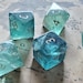 Green Fluorite Gemstone Dice (Chlorophane) Hand Carved Polyhedral Dice (With Box) DnD Dice Set