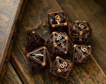 Ancient Dragon Bronze Metal DND Dice Set