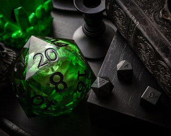 Massive Green Skull Liquid Core 95MM Chonk Handmade Resin Dice And Box