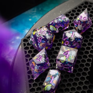 Space Bear Handmade Resin DND Dice Set MTG Tabletop Gaming