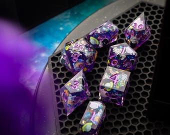 Space Bear Handmade Resin DND Dice Set MTG Tabletop Gaming