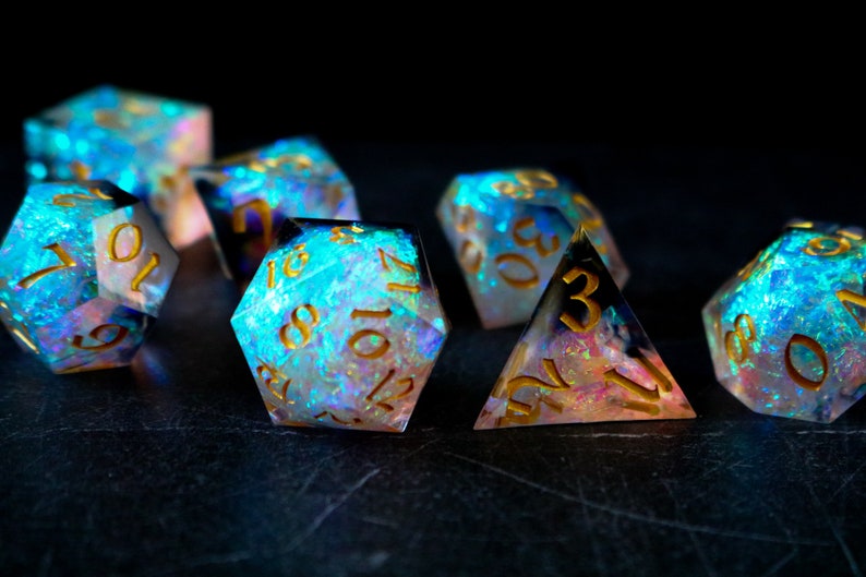 Starburst Handmade Sharp Edge Resin Dice Set RPG Game DND MTG Tabletop Gaming 