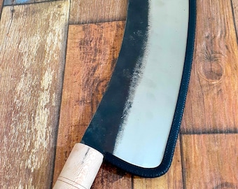 Mincing Knife, Big Knife, Cleaver, Knives, Meat Grinder, Kebap Knife, Wood Handle, Carbon Steel, Blade Leight 40cm-15.75inc