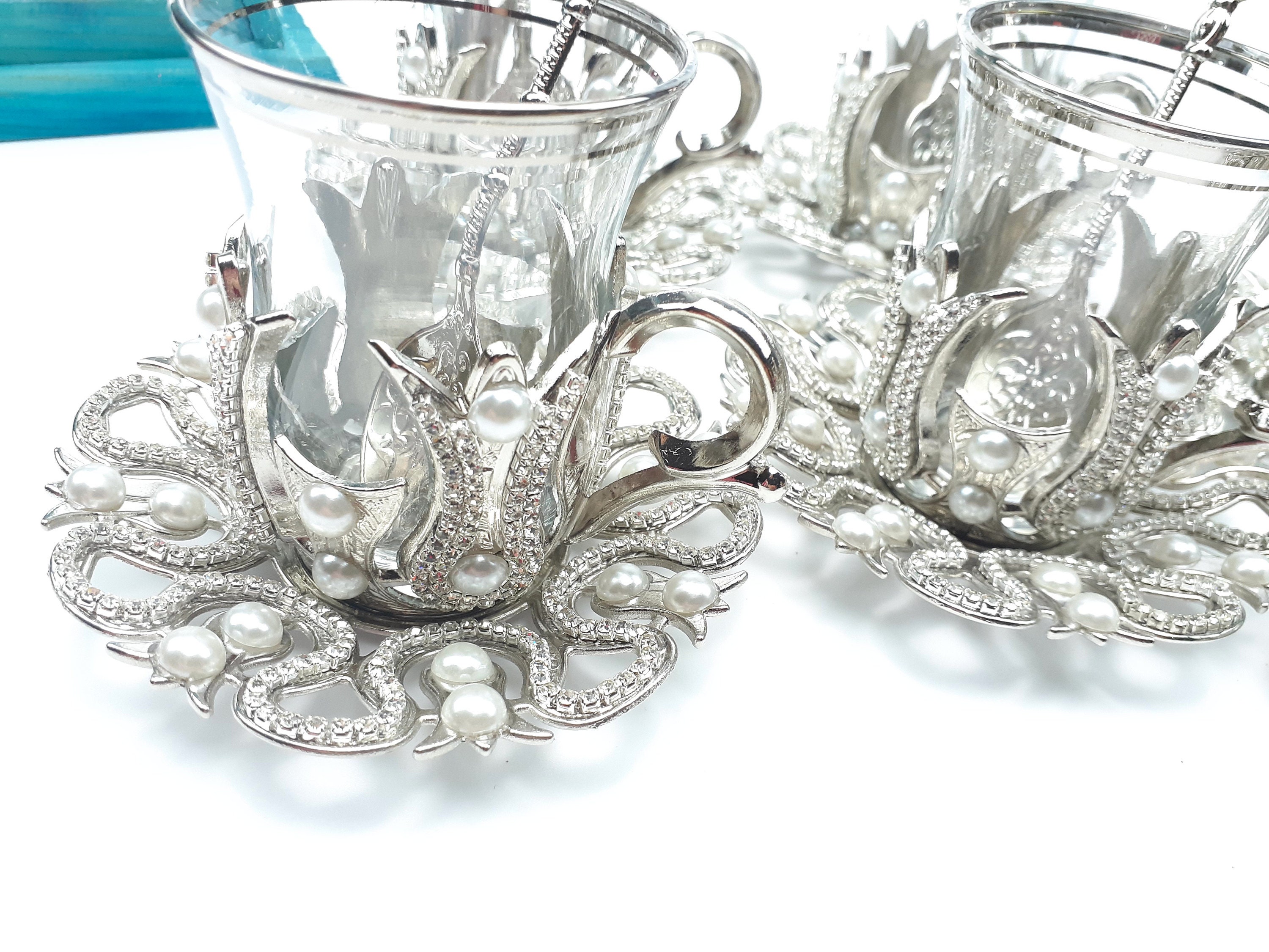 Turkish Tea Cup Set 24pcs Tea Set Tea Glass and Saucer Etsy Canada