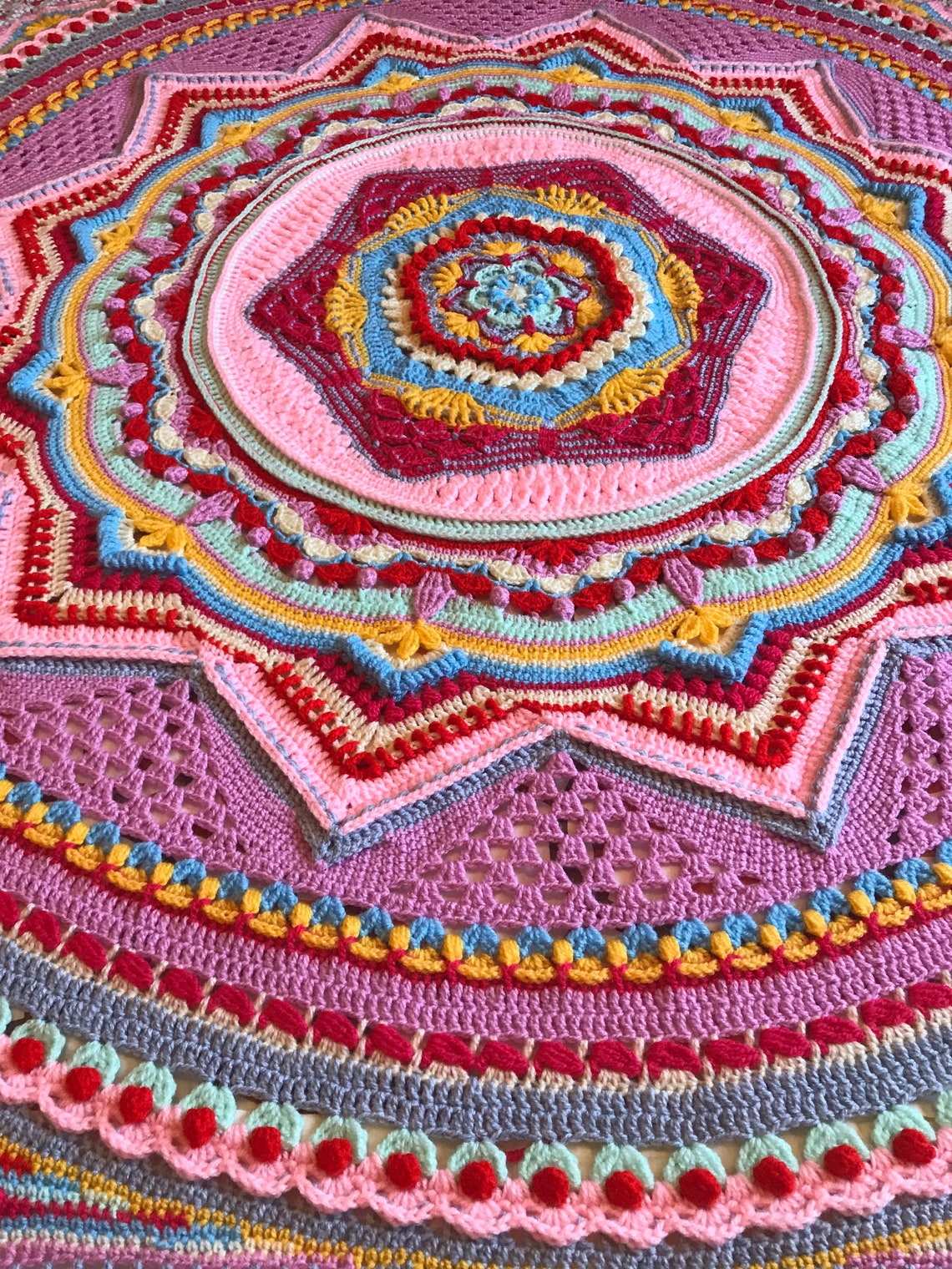 Crochet Afghan Mandala Handmade Crochet Blanket Boho Style Etsy