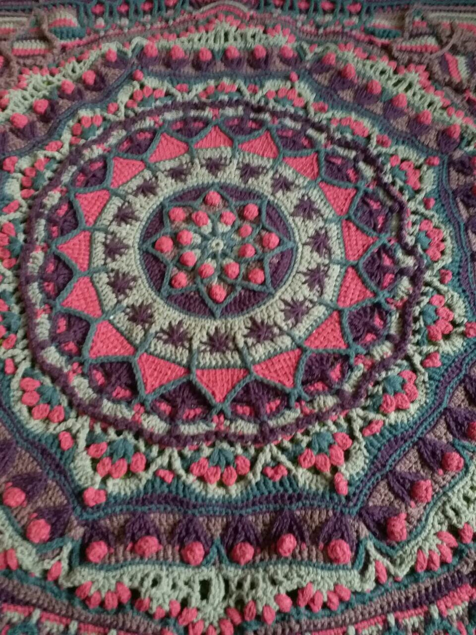 Crochet Afghan Mandala Handmade Crochet Blanket Boho Style Etsy