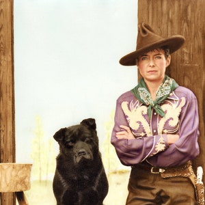 Photo Print of Cowgirl with Dog, "Stumpy"
