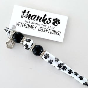 Vet Tech Week Vet Gift, Receptionist Thank You , Paw Print Thank You Gift for Veterinary Receptionist ,Pen For Dog Lover Vet Med Gift, P2