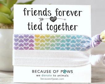 Friends Forever Hair Tie Favors, Small Birthday Gift for Girls, Girls Party Favors, Small Gift for Friend, Small Gifts Under 5 H9 3*V*