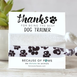 Dog Trainer Thank You Gift, For Her, Paw Print Hair Tie for Dog Trainer, Gift for Dog Handler or Puppy Trainer, Small Gift Under 5,  H4 *9*