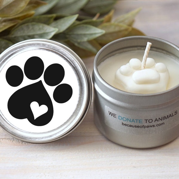 Dog Lover Paw Print Candle, Small  Gift For Dog Mom, Customer Thank You, Dog Owner Gift, Small 2 oz. Candle, Small Gift Under 10, C3