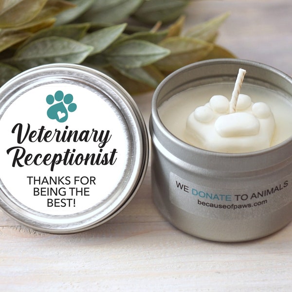 Veterinary Receptionist Thank You Gift, Small 2 oz. Candle Gift, Vet Reception Appreciation Gift, Veterinary Receptionist Week Staff Gift C3