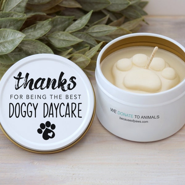 Doggy Daycare Thank You Gift, 4 oz Paw Print Candle, Dog Trainer Gift, Paw Print Premium Candle, Dog Boarding Thank You, Dog Daycare Gift C6