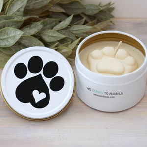 Dog Lover Candle Gift, Paw Print 4 oz. Candle, Handmade Candle for Animal Lovers, Paw Print Candle for Pet Lover, Thank You Dog Mom Gift, C6