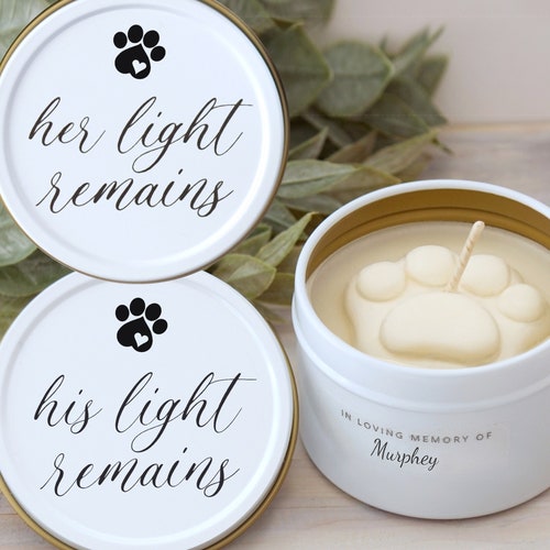 4 Oz. Personalized Dog Memorial Candle Paw Print Pet Sympathy Etsy