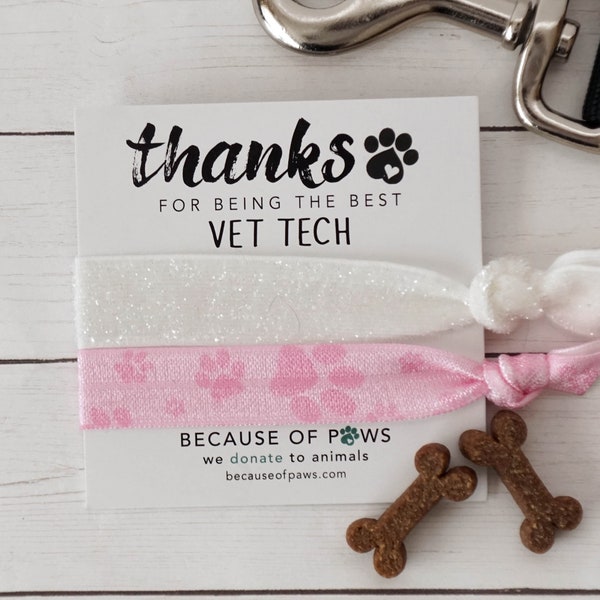 Vet Tech Thank You Gift , Hair Tie Greeting Card For| Veterinary Technician Week  H4 6*7*