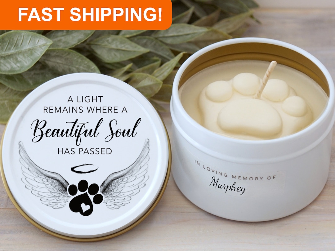 4 Oz. Personalized Dog Memorial Candle, Paw Print Pet Sympathy Gift, Pet Loss Gift Under 20, Pet