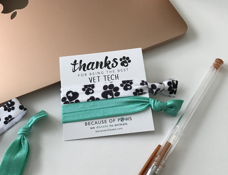 Vet Tech Thank You Gift Hair Tie Greeting Card Veterinary Etsy