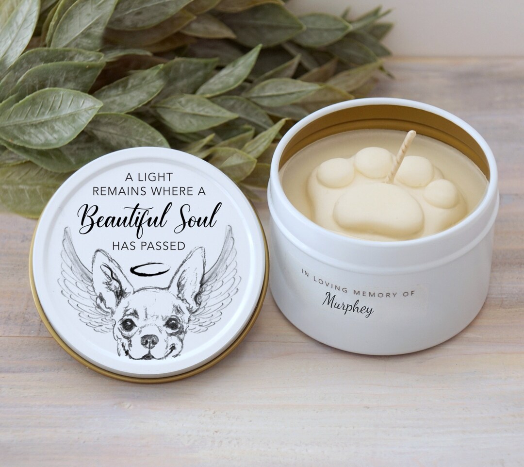 4 Oz. Personalized Dog Memorial Candle, Chihuahua Memorial, Dog Paw
