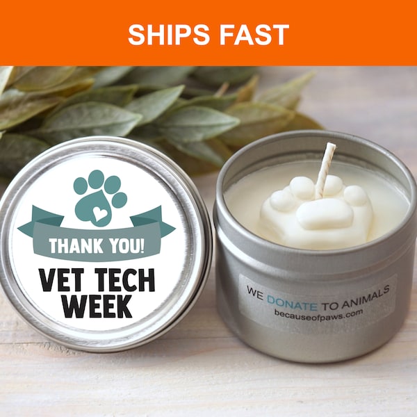 Vet Tech Week Gift, Vet Tech Thank You Gift, Veterinary Technician, Vet Assistant, Vet Receptionist, Vet Office Gift,Vet Med Paw Candle, C3