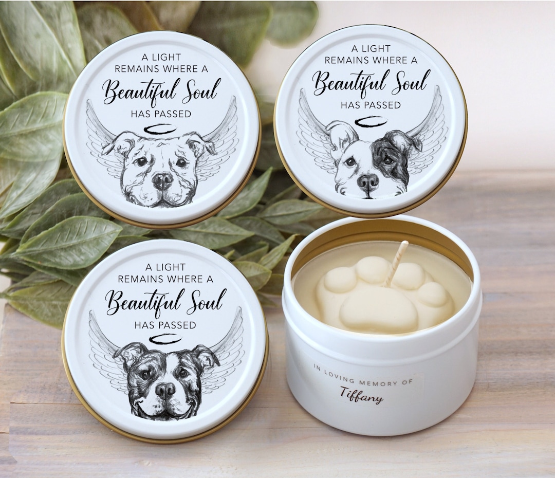 4 Oz. Personalized Dog Memorial Candle, Pit Bull Memorial, Pet Memorial