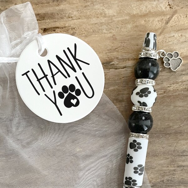 Dog Lover Thank You Gift, Hand Beaded Paw Print Pen Thank You Gift for Dog Lover, Paw Print Thank You Gift for Dog Lover, Pet Lover Gift ,P1